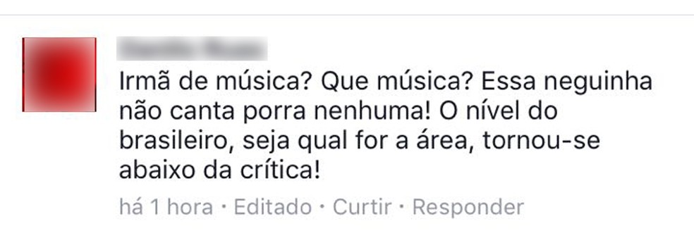 Post ofensivo foi feito em rede social (Foto: Reprodução/Facebook) Post ofensivo foi feito em rede social (Foto: Reprodução/Facebook)